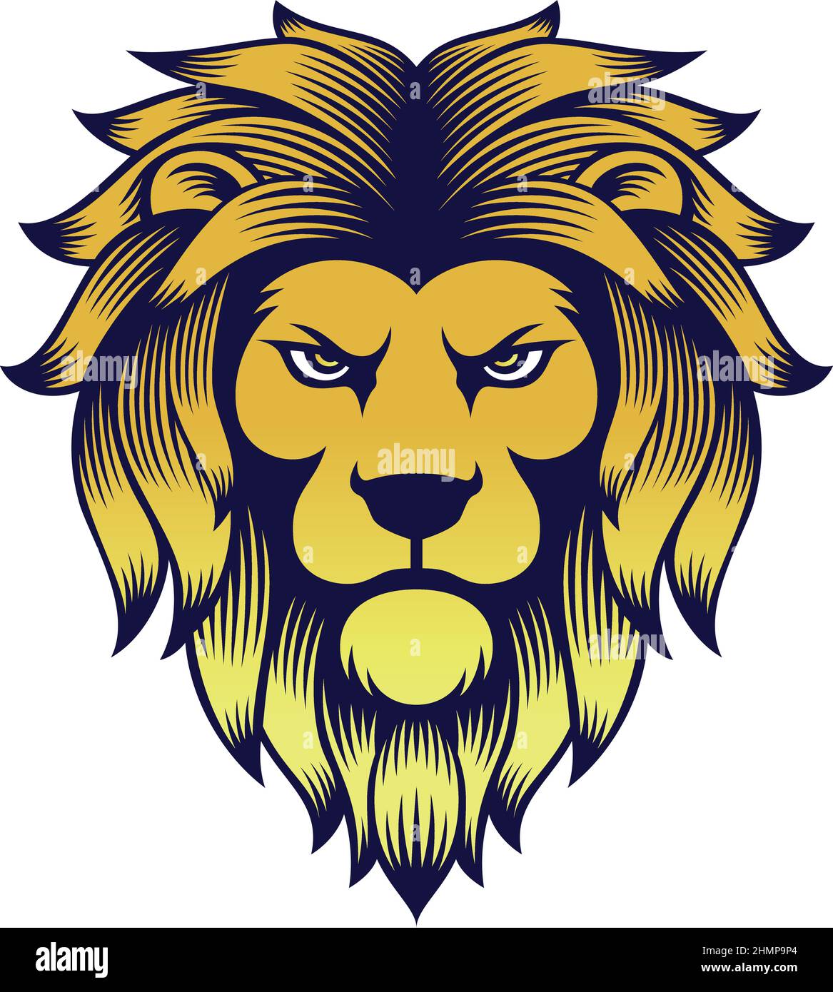 Golden Lion Head With Mean Looking Stock Vector Image & Art Alamy