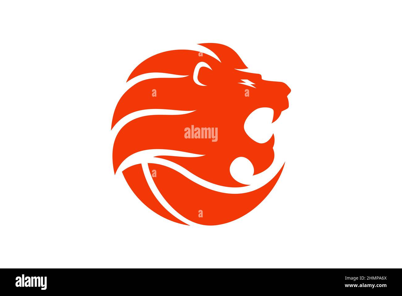 Lion Head Roaring Combines with A Basketball Stock Vector
