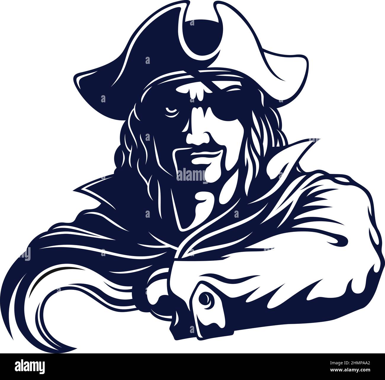 The Pirate Captain with Eye Patch and the hook Stock Vector