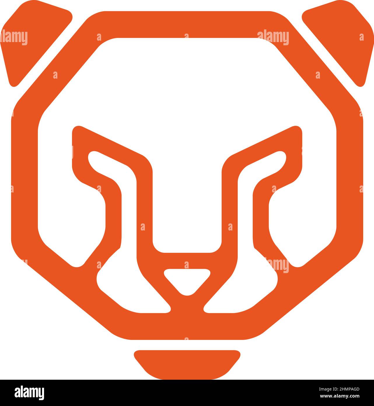 Simple Design of Leopard Head with Octagon Shape Stock Vector