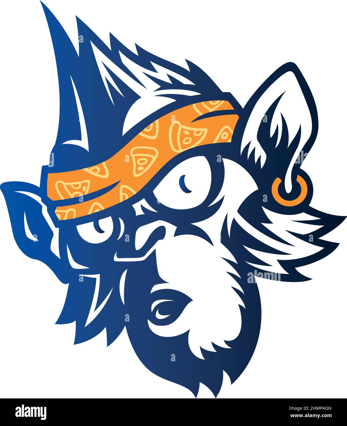 Monkey Character with Mohawk Hair and Earring and Bandana Stock Vector
