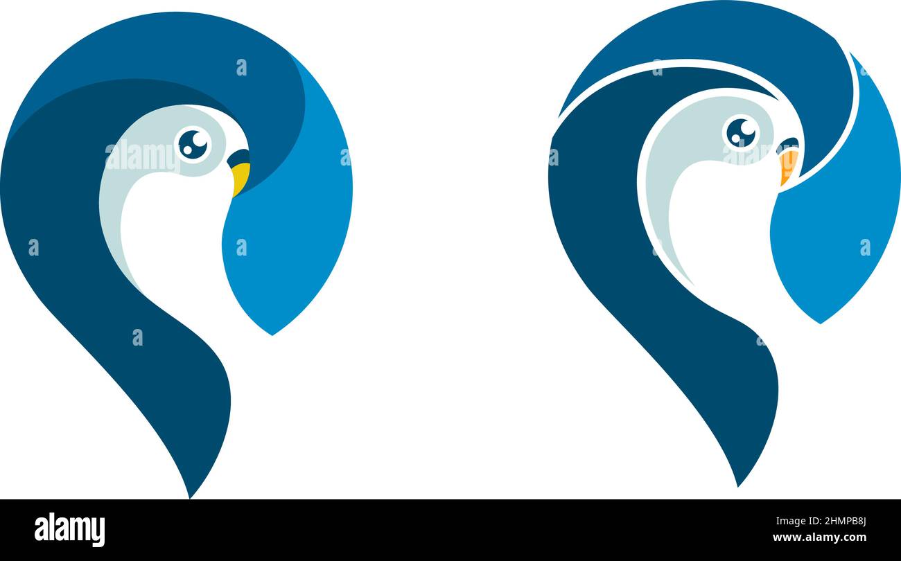 Pin Icon with Negative Space Designed As a Parakeet Stock Vector