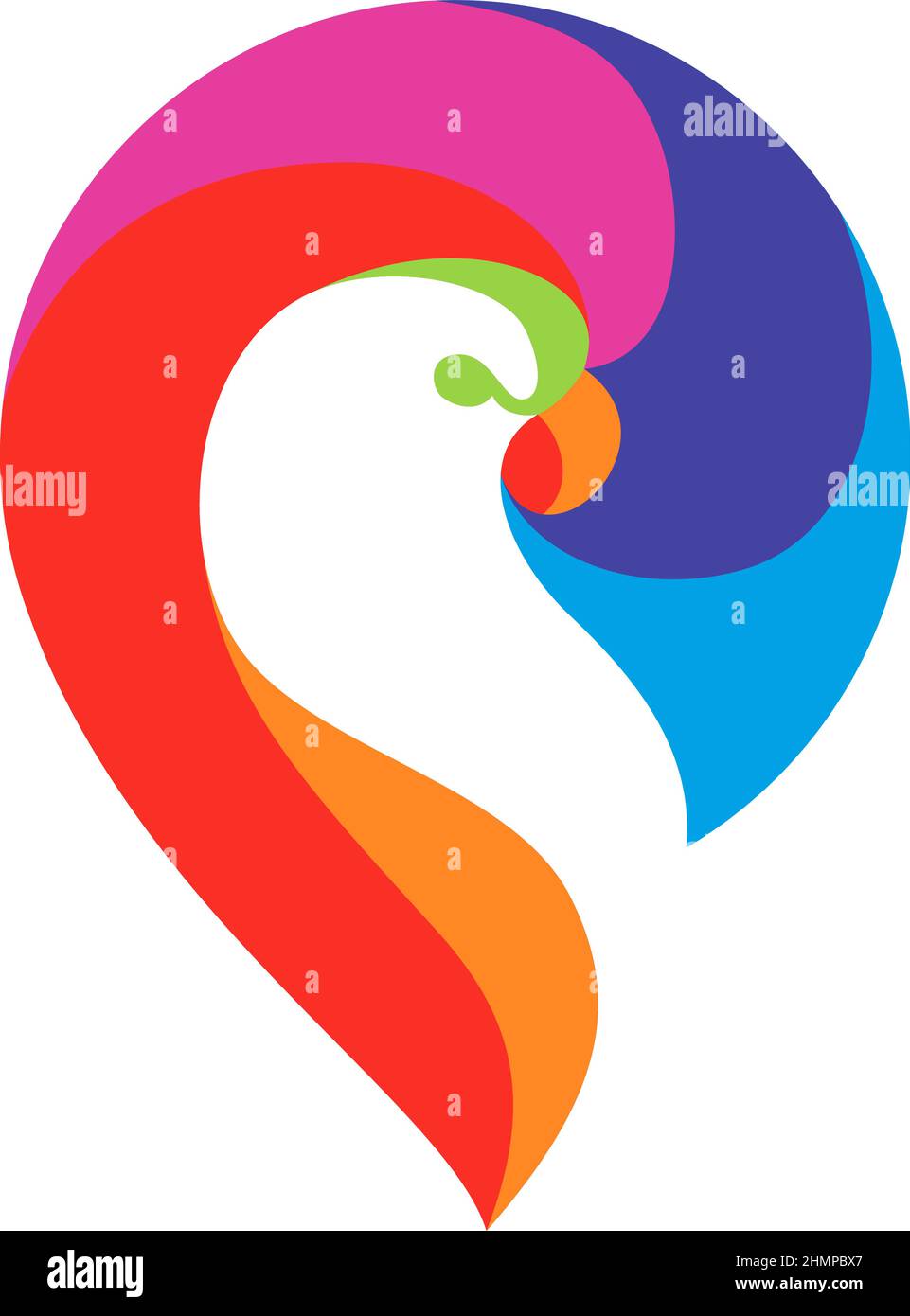 Pin Icon with Negative Space Designed As a Parakeet Stock Vector