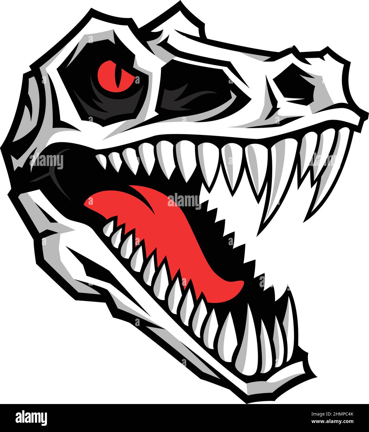 Tyrannosaurus T Rex Skeleton Logo Design Stock Vector