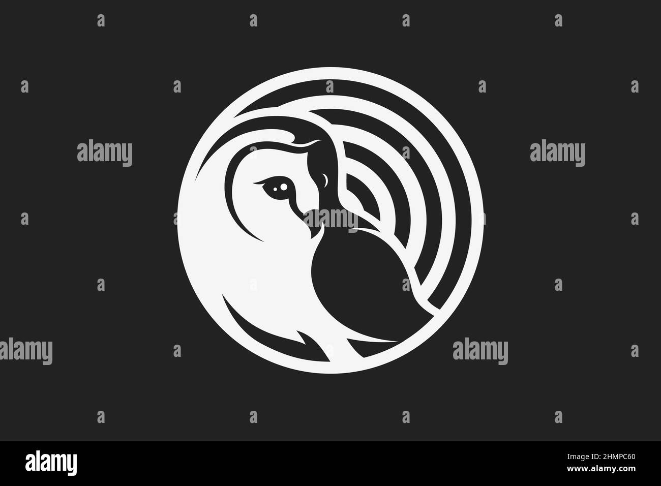 Simple Design of Barn Owl Hearing the Sound Wave Stock Vector Image ...