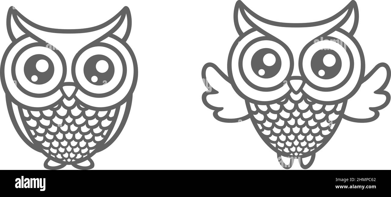 Little Cute Owl Cartoon Character Design Stock Vector