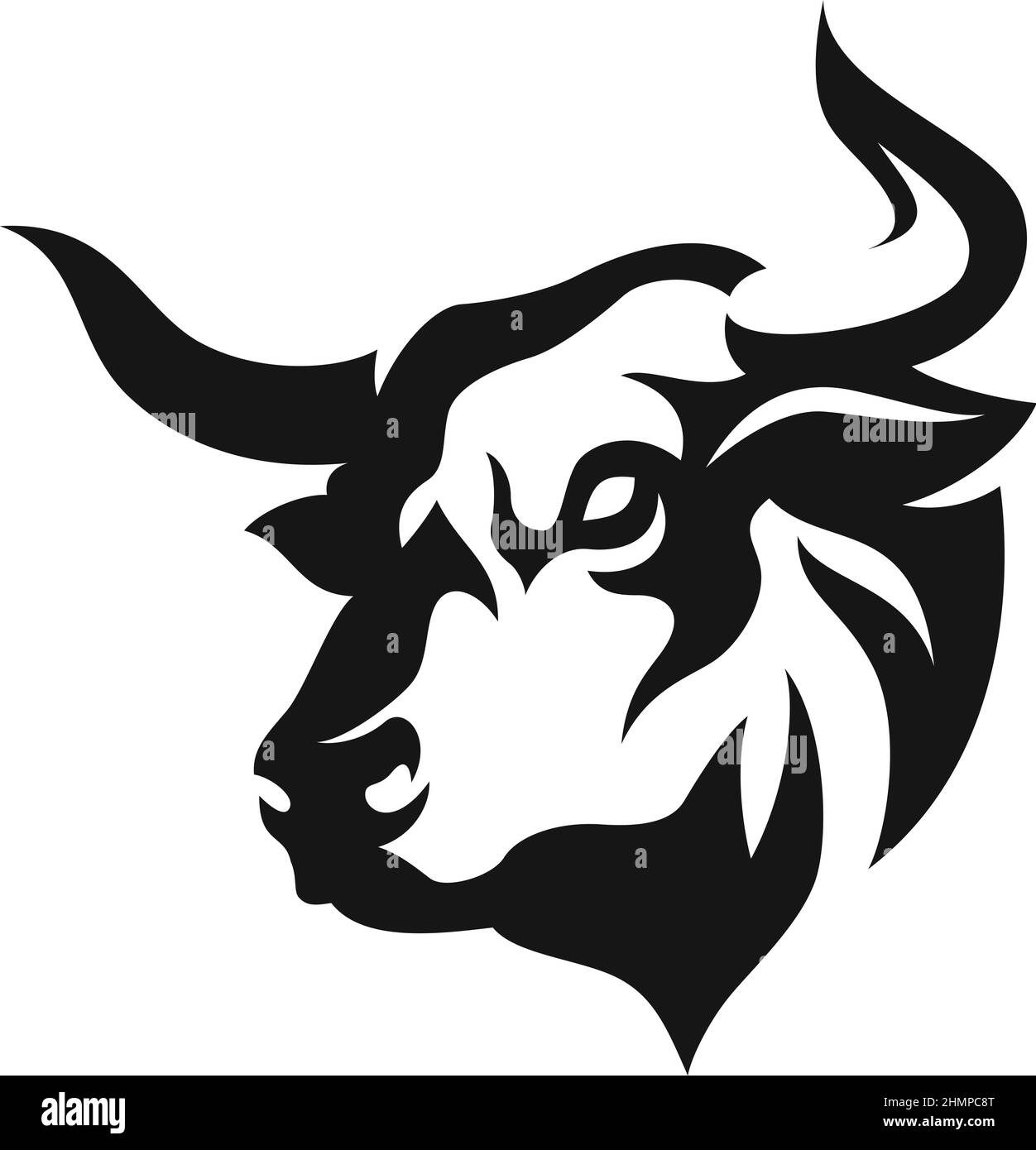 Simple Design of Head of Aggressive Bull Stock Vector Image & Art - Alamy