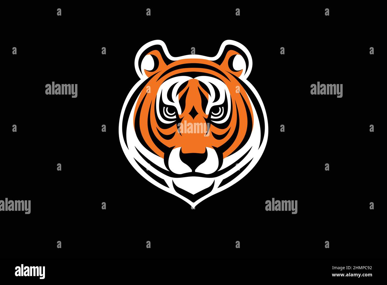 Simple Outline Design of Head of Bengal Tiger Stock Vector Image & Art
