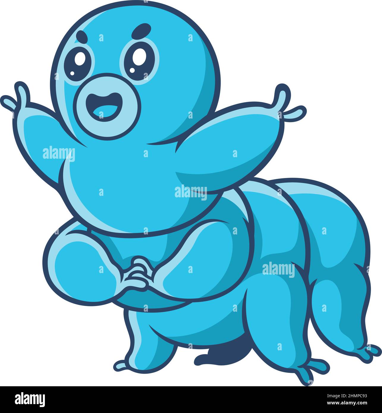 Cute Tardigrade (Water Bear) Cartoon Character Design Stock Vector