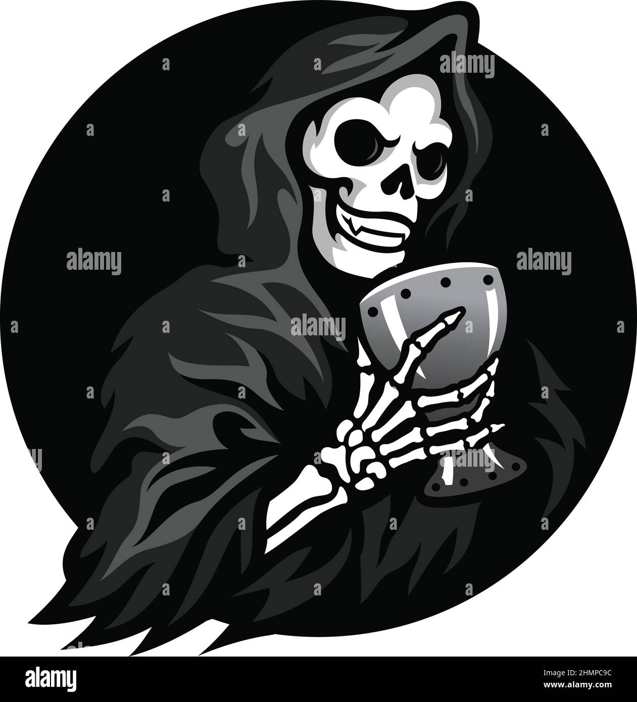 Grim Reaper Holding The Holy Grail Stock Vector
