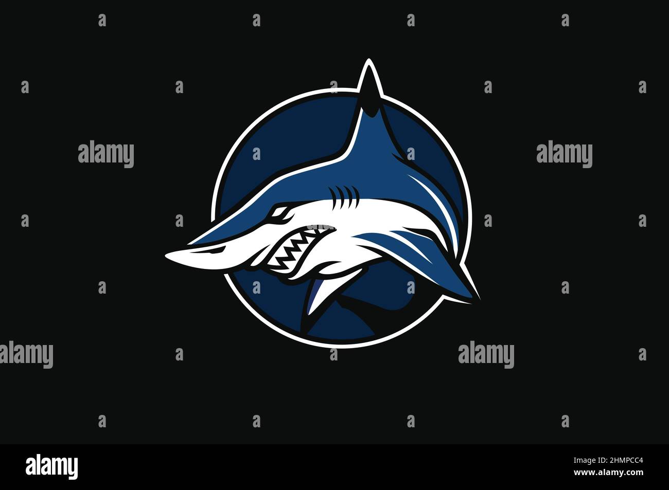 Logo Design with Aggressive Blacktip Shark Stock Vector