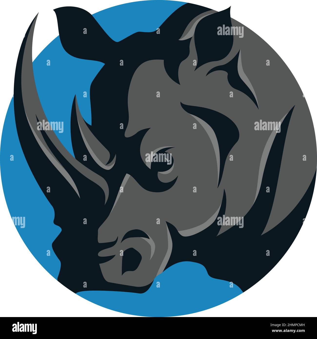 Head of White Rhino Logo Design Stock Vector
