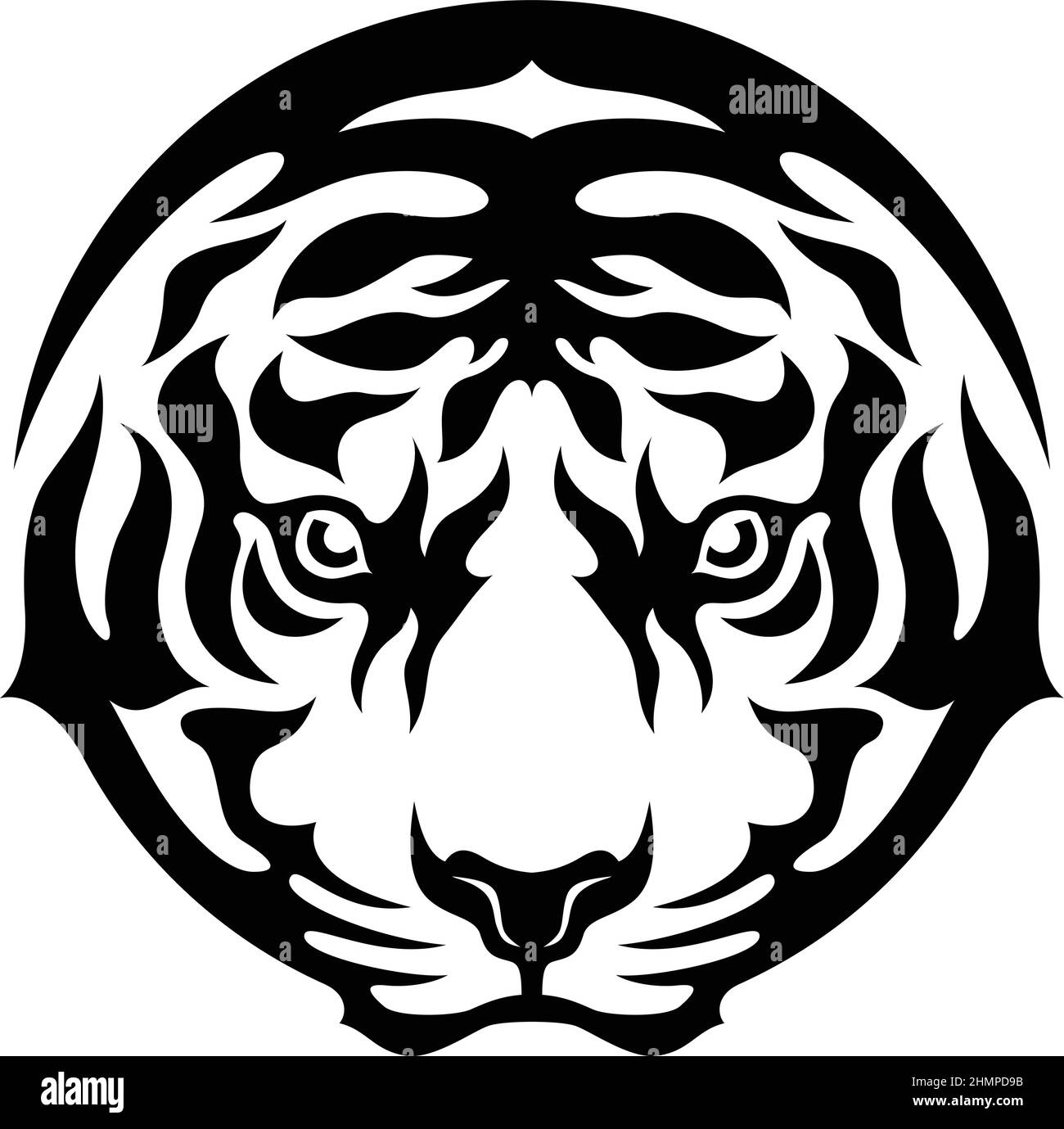 Face of Aggressive Tiger Logo Design Stock Vector