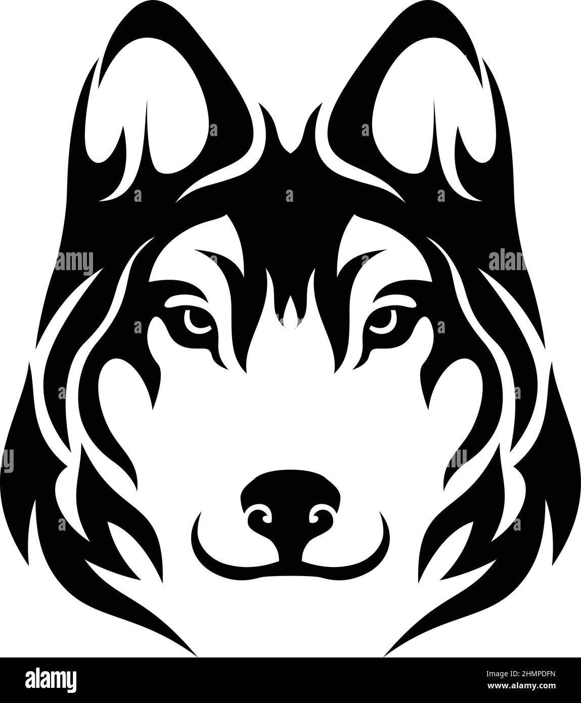 The head of wolf tribal tattoo style Stock Vector