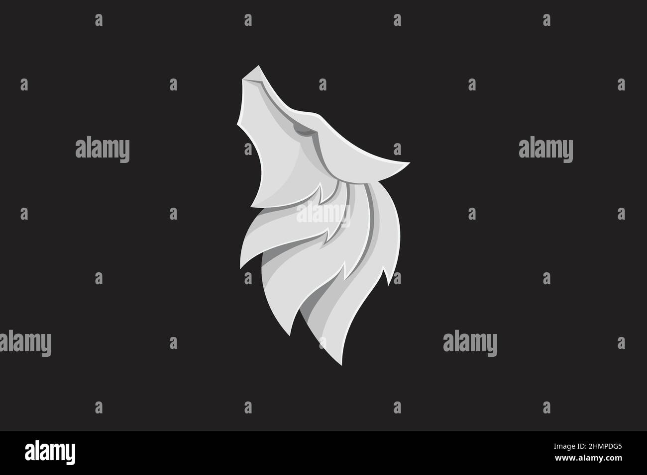 Howling wolf Simple 3D abstract Design Stock Vector