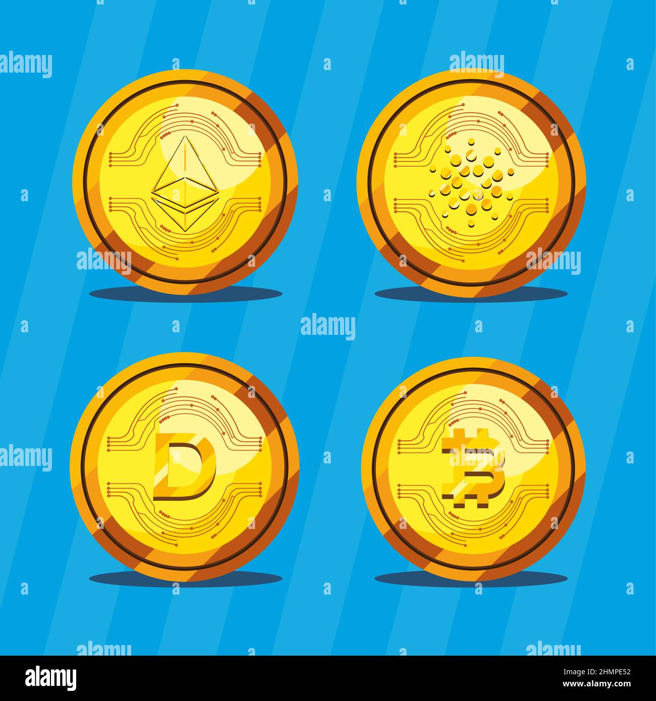 set of golden cryptocurrencies coins Stock Vector Image & Art - Alamy