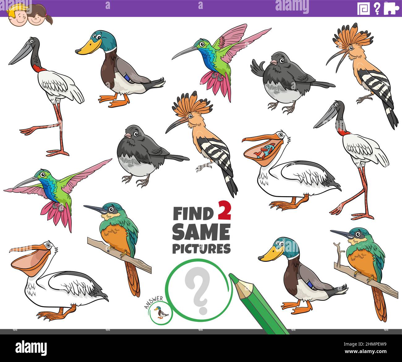 Cartoon illustration of finding two same pictures educational game with comic birds animal characters Stock Vector Image & Art - Alamy Cartoon illustration of finding two same pictures educational game with comic birds animal characters Stock Vector Image & Art - Alamy