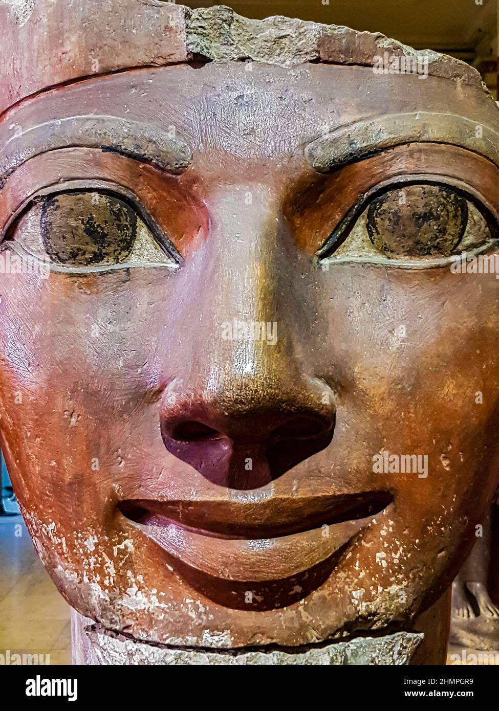Cairo, Egypt - December 17, 2021: Statue of Hatshepsut at Egyptian Museum in Cairo, Egypt. It is founded at 1902 and have more than 120.000 ancient Eg Stock Photo