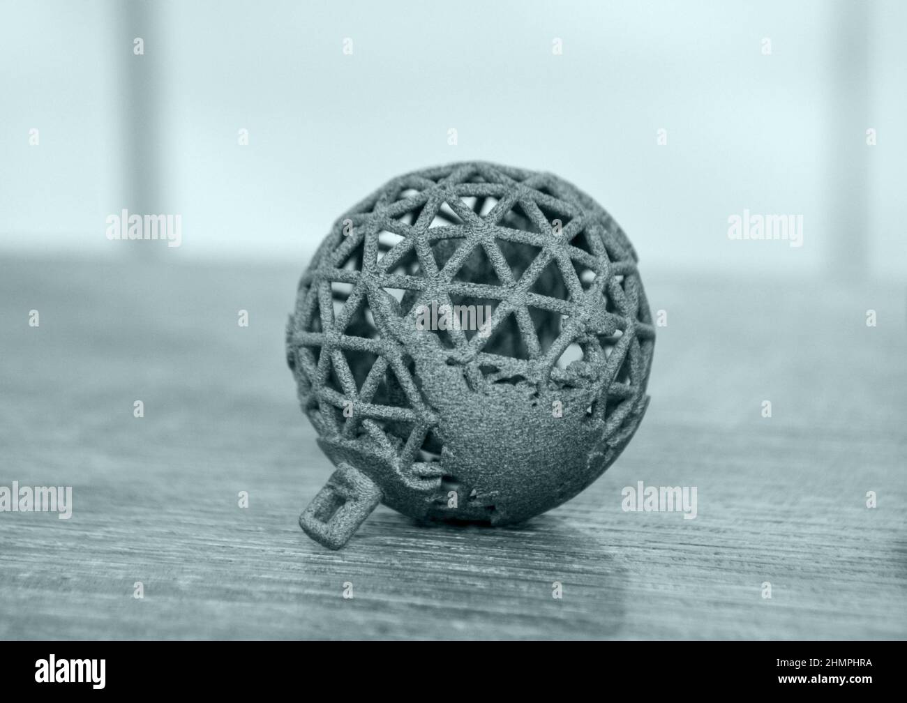 Gray object printed on powder 3D printer. Multi Jet Fusion MJF Powder