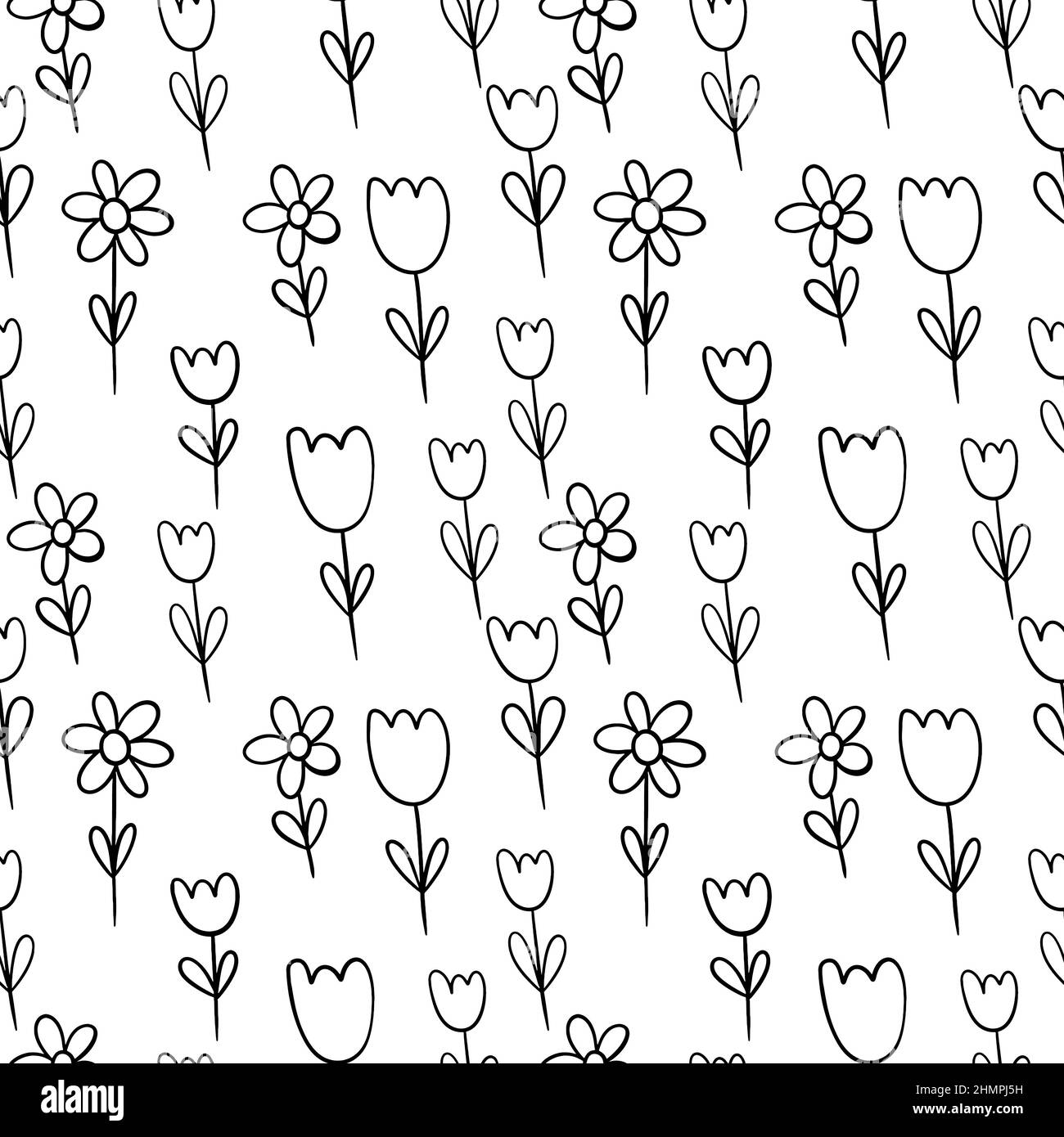 Flower cartoon vector illustration doodle style seamless pattern Stock