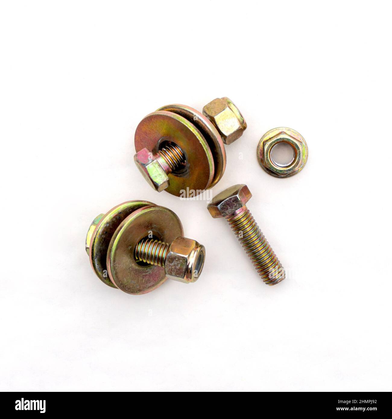 Large size metal bolts and nuts on a white background Stock Photo Alamy