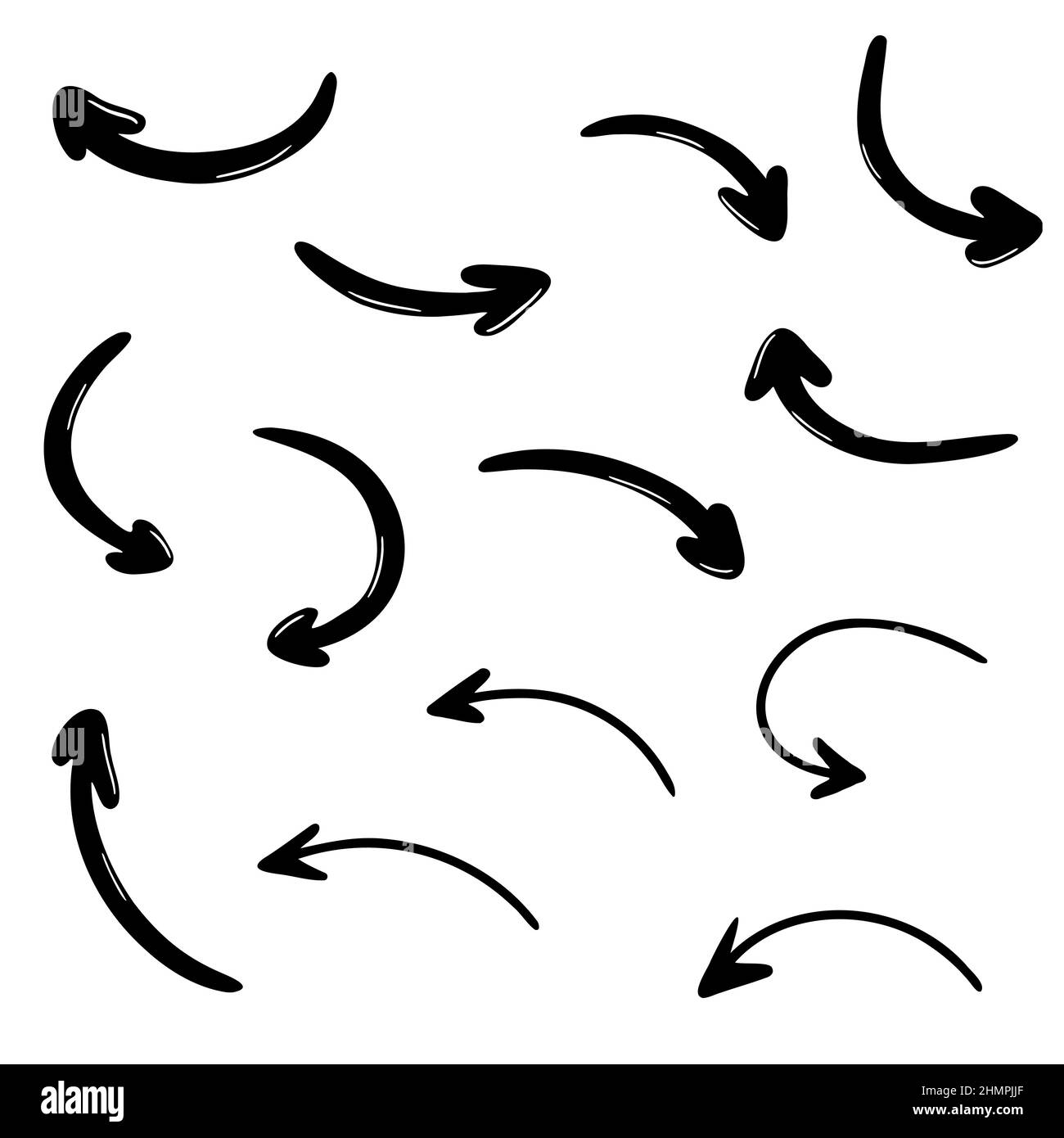 Black outline arrows set. Vector design elements on white background ...