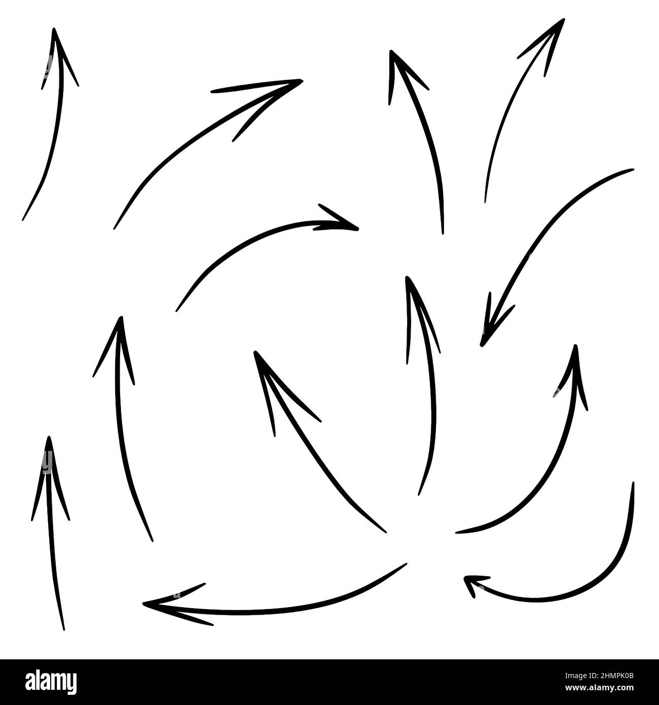 Black outline arrows set. Vector design elements on white background ...