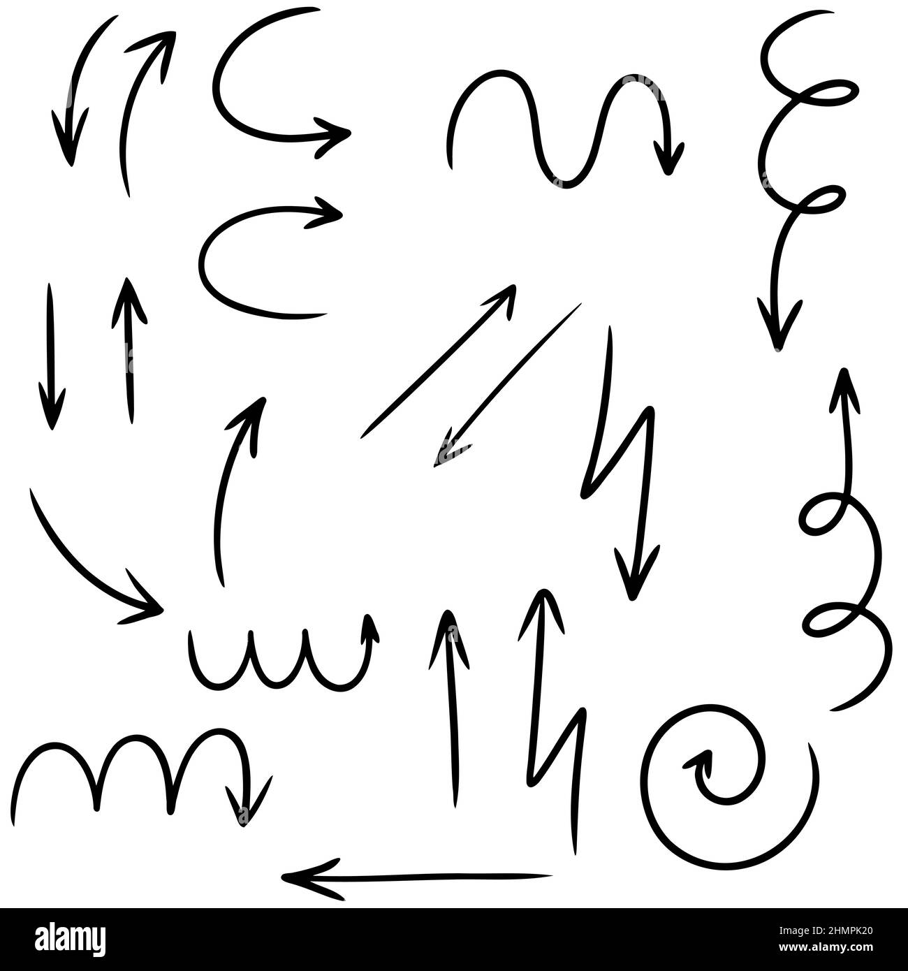 Black outline arrows set. Vector design elements on white background ...