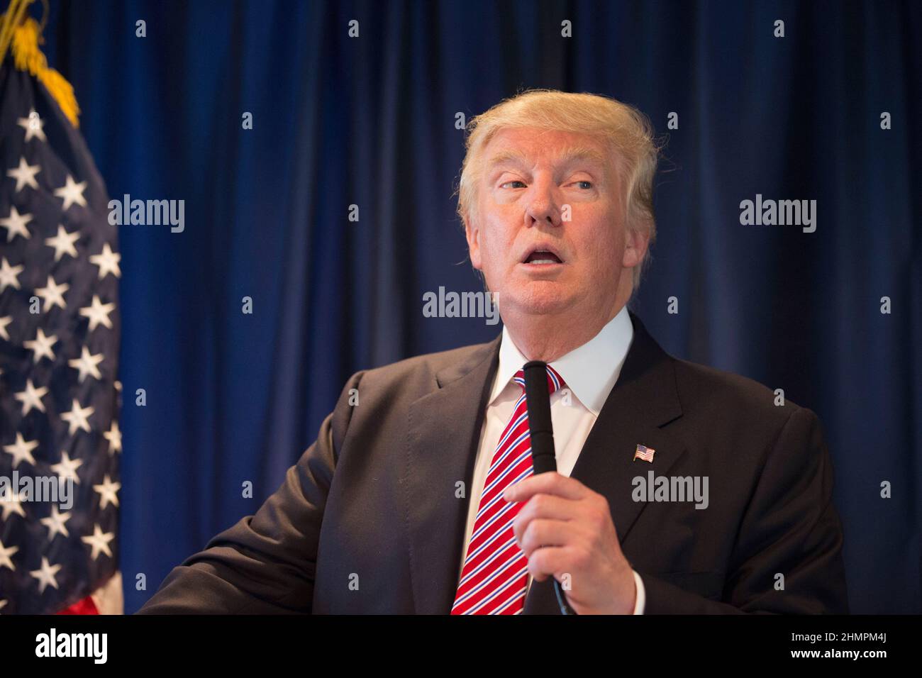 Austin Texas USA, August 23, 2016: Republican presidential nominee DONALD TRUMP speaks at a private fundraiser during a swing through heavily Democratic central Texas. ©Bob Daemmrich Stock Photo