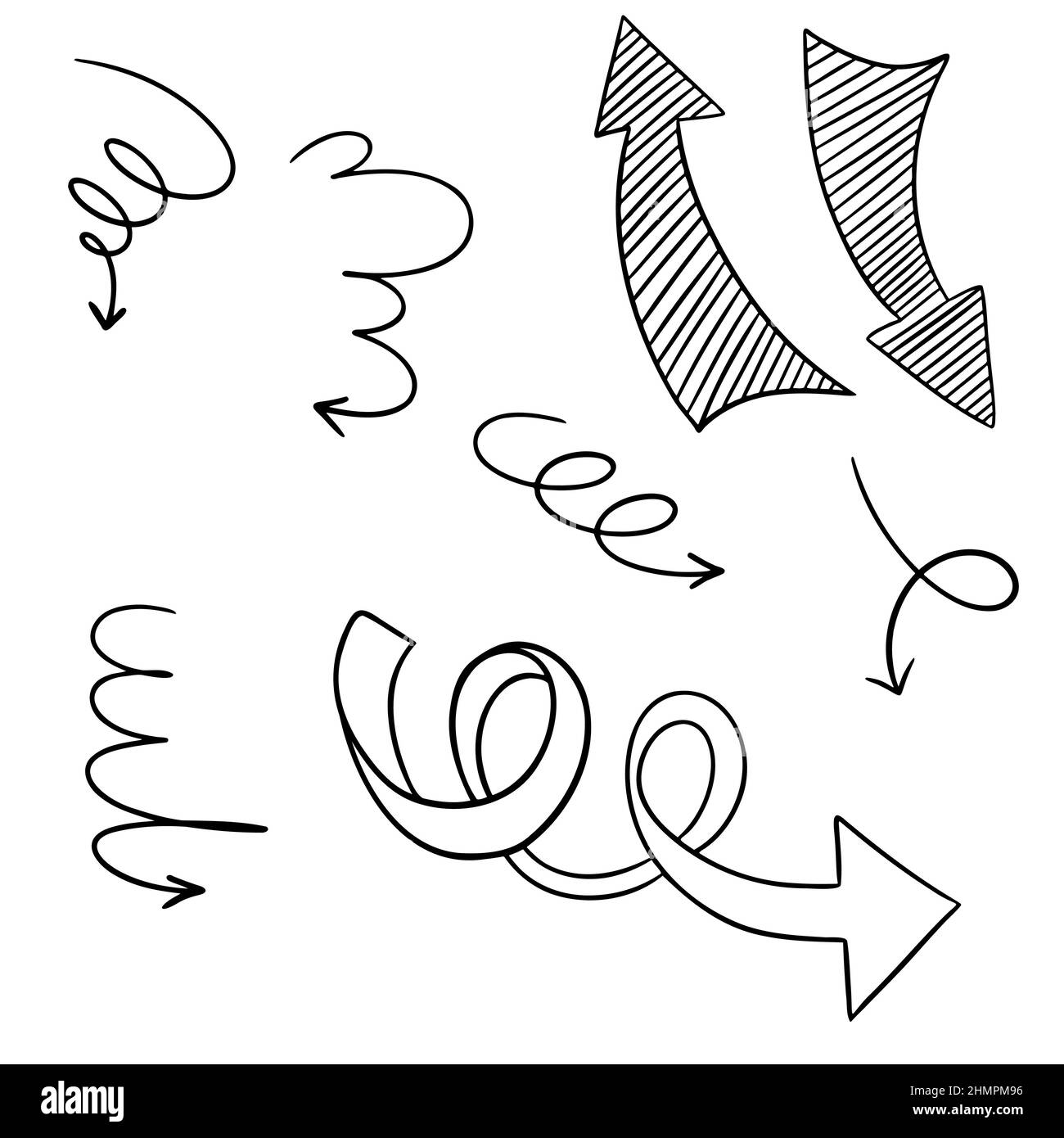 Black outline arrows set. Vector design elements on white background ...