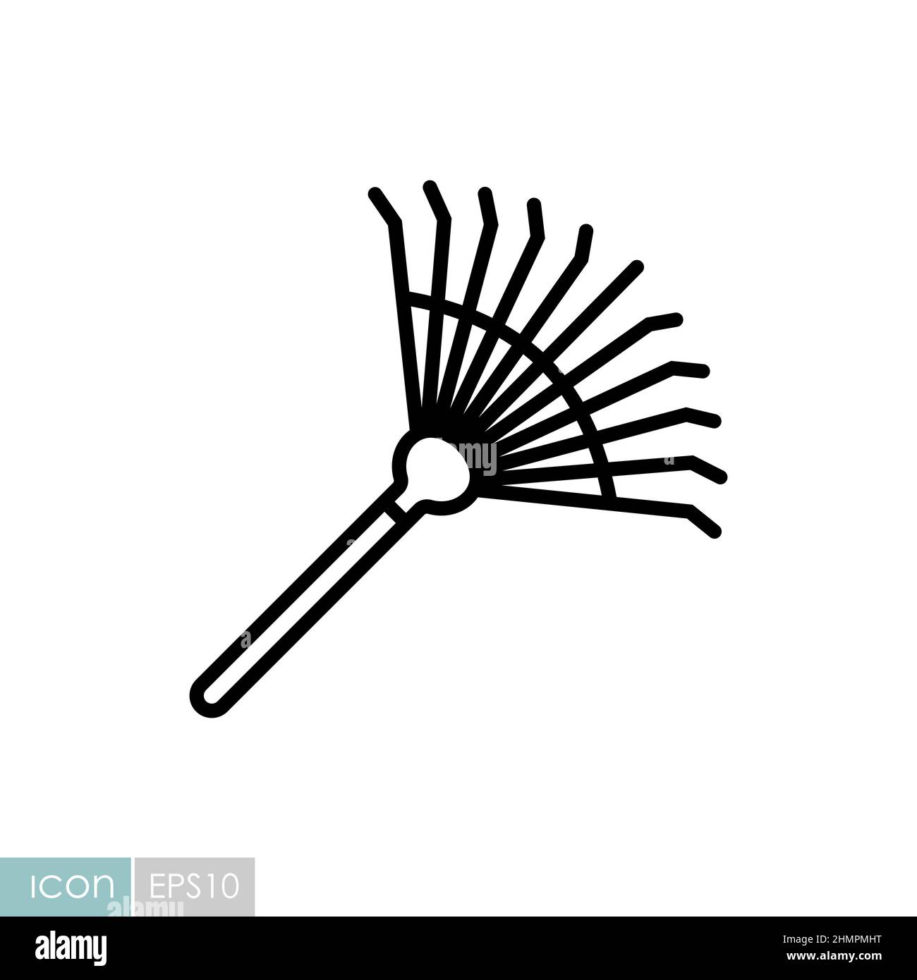 Garden rake for loosening the ground and collecting leaves vector icon ...
