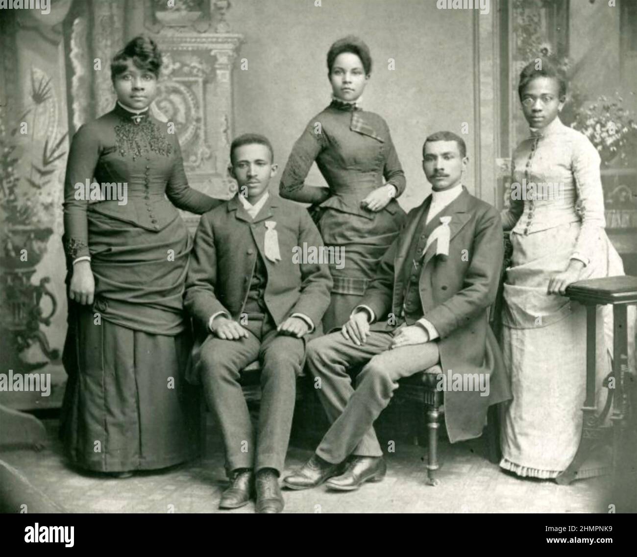 WILLIAM E. DuBOIS (1868-1963) American sociologist, historian and editor seated right with the Fisk University Class of 1888. Stock Photo