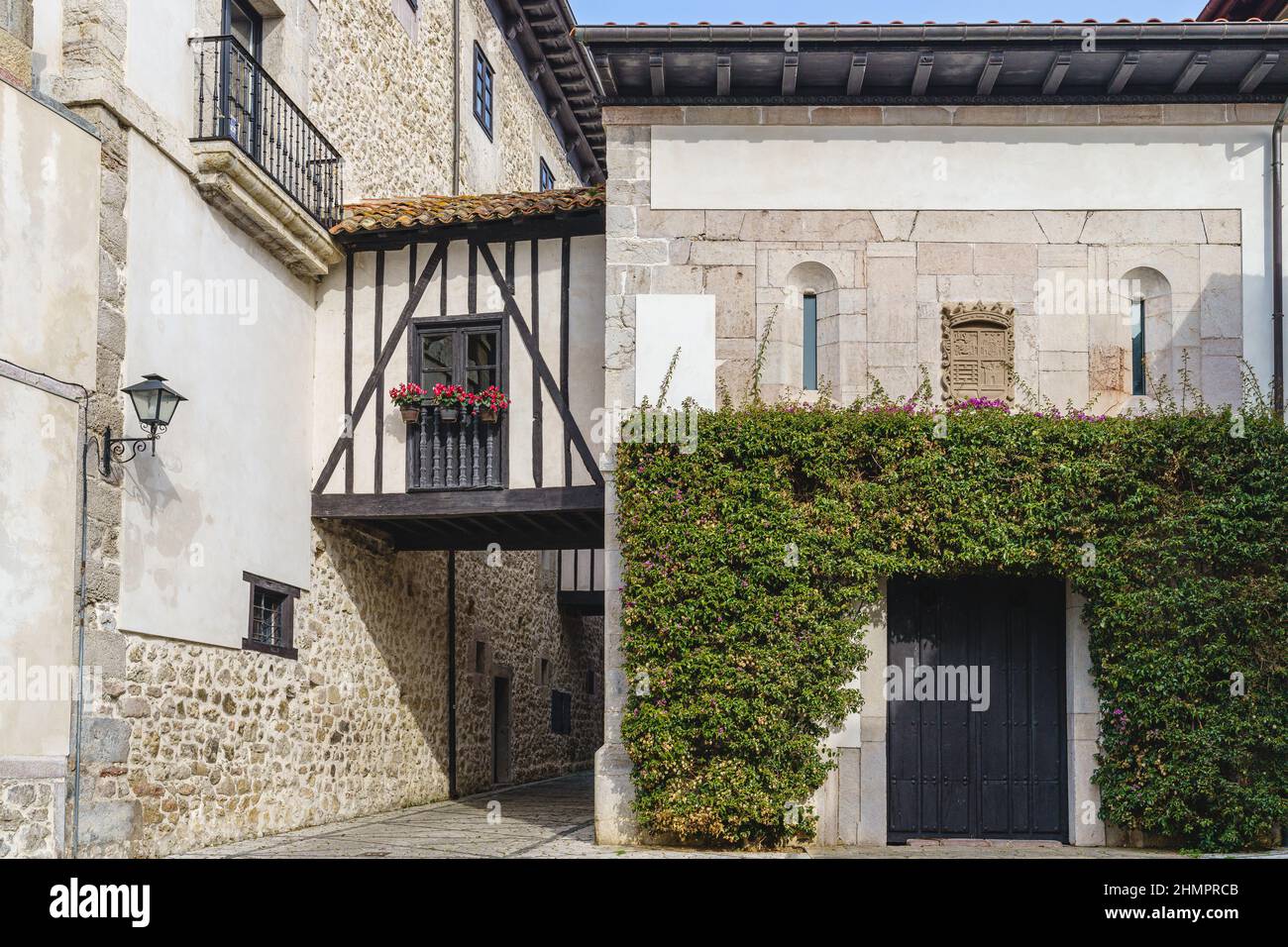 Streets and buildings of the tourist town of Llanes, in Asturias, Spain.  Stock Photo