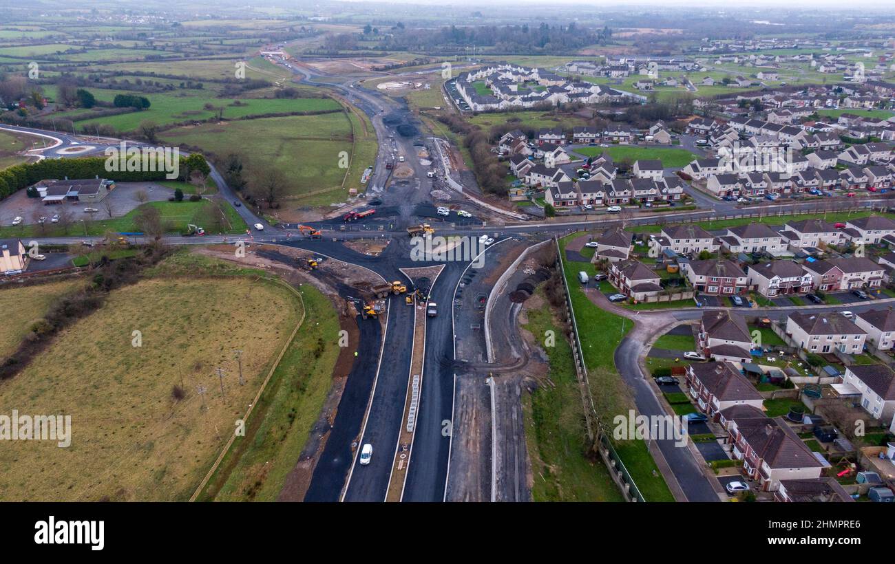 Limerick, Ireland 24.01.2022,the link between the Old Cratloe Rd road and the Coonagh Roundabout,on the R445 road coming to the N18 route,view of the Stock Photo