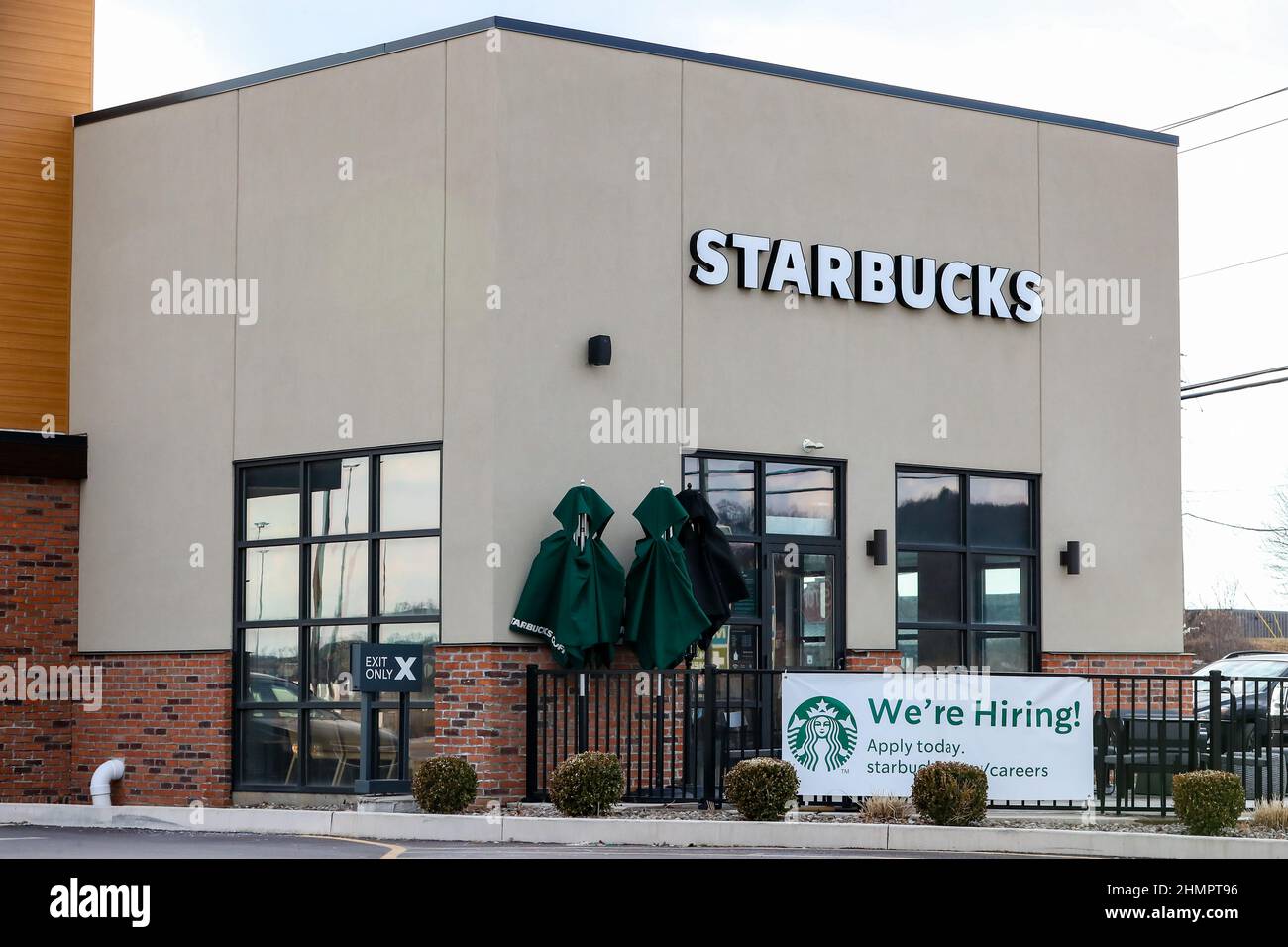 Bloomsburg, USA. 10th Feb, 2022. View of a Starbucks sign and logo