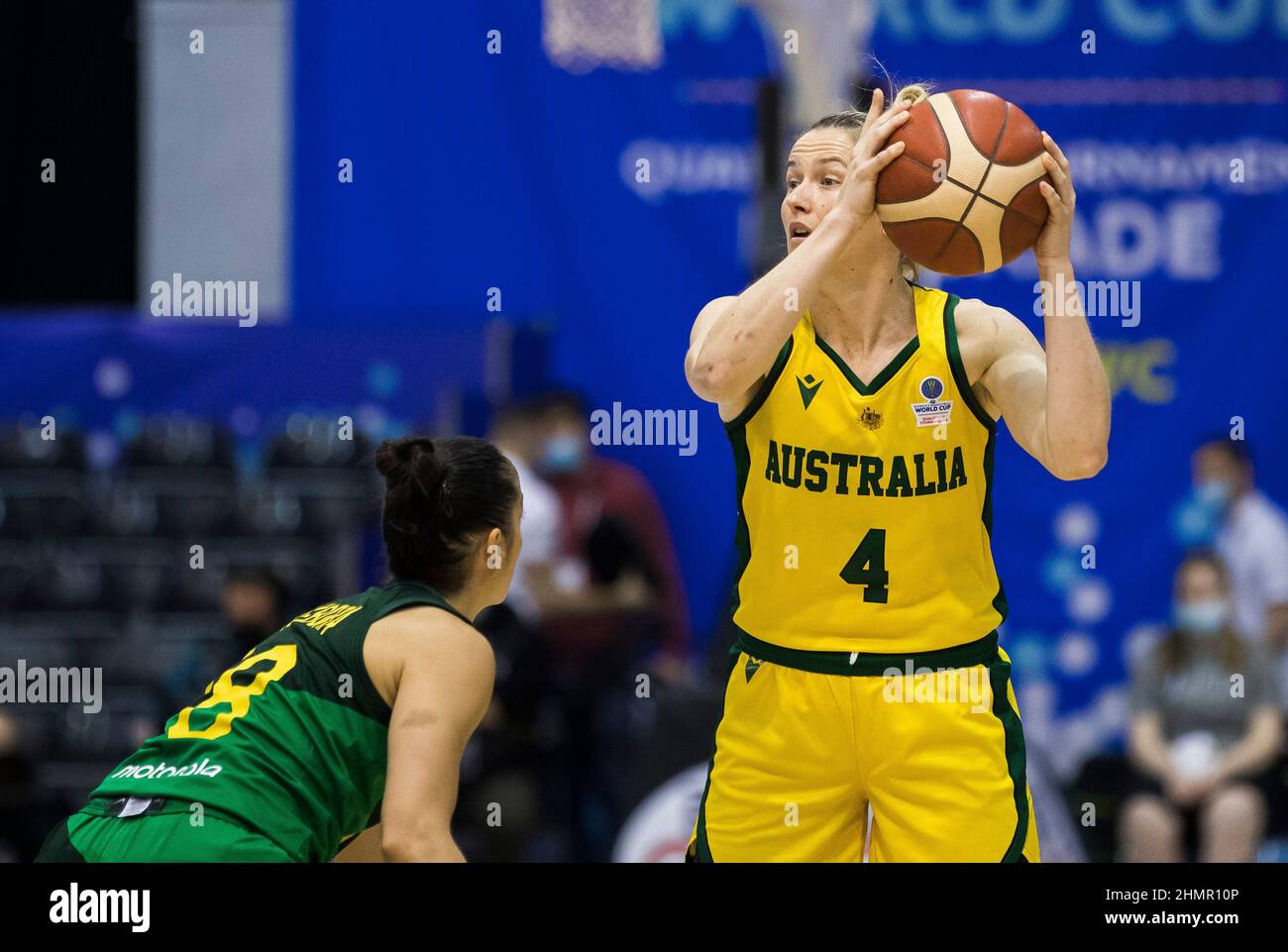 Belgrade, Serbia, 10th February 2022. Samantha Whitcomb of Australia in action during the FIBA Women's Basketball World Cup Qualifying Tournament match between Australia v Brazil in Belgrade, Serbia. February 10, 2022. Credit: Nikola Krstic/Alamy Stock Photo