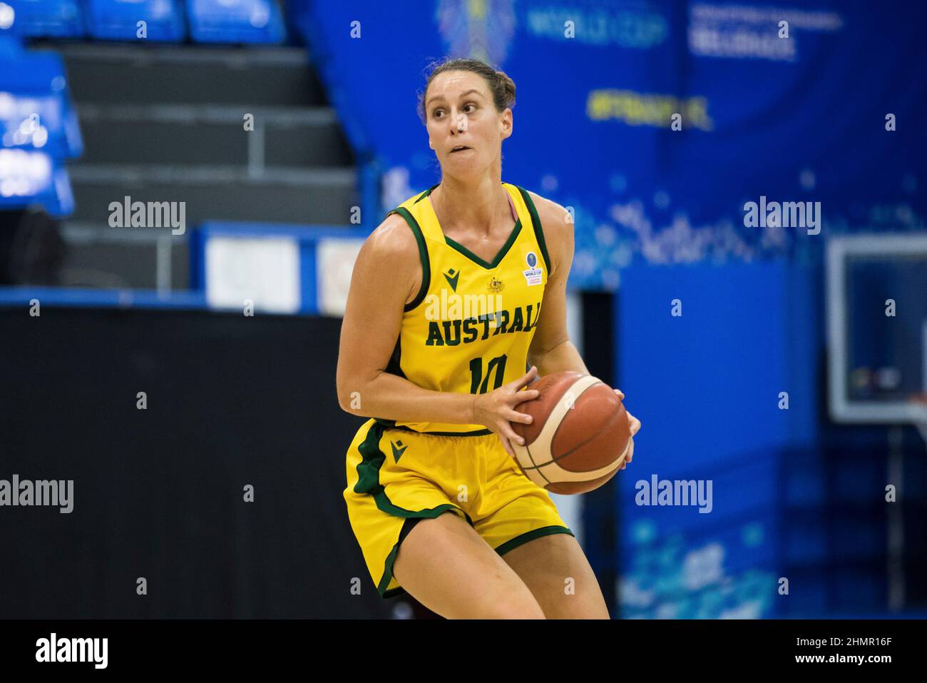 Belgrade, Serbia, 10th February 2022. Steph Talbot of Australia in action during the FIBA Women's Basketball World Cup Qualifying Tournament match between Australia v Brazil in Belgrade, Serbia. February 10, 2022. Credit: Nikola Krstic/Alamy Stock Photo