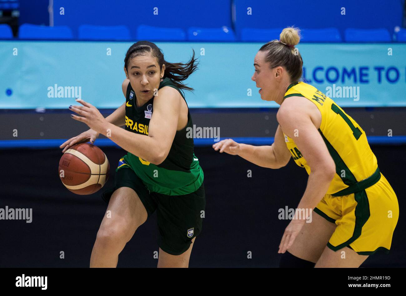 Belgrade, Serbia, 10th February 2022. Taina Paixao of Brazil drives to the basket during the FIBA Women's Basketball World Cup Qualifying Tournament match between Australia v Brazil in Belgrade, Serbia. February 10, 2022. Credit: Nikola Krstic/Alamy Stock Photo