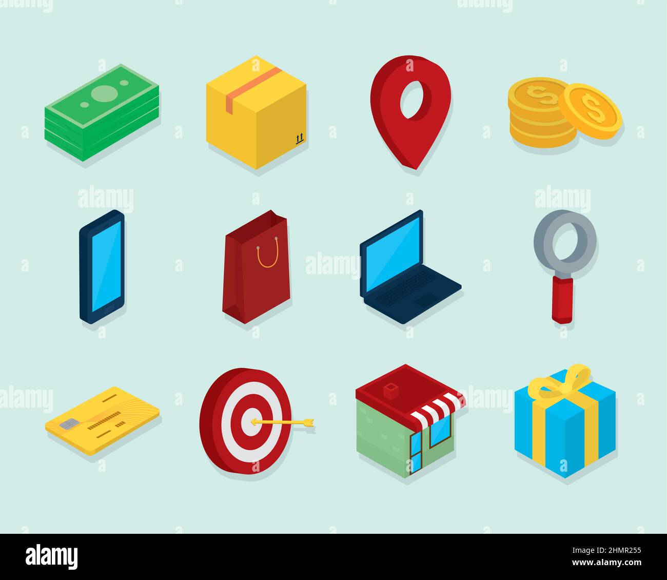 isometric ecommerce icon set design Stock Vector Image & Art - Alamy