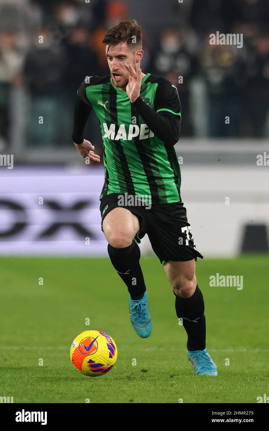 Turin, Italy, 10th February 2022. Georgios Kyriakopoulos of US Sassuolo during the Coppa Italia match at Allianz Stadium, Turin. Picture credit should read: Jonathan Moscrop / Sportimage Stock Photo