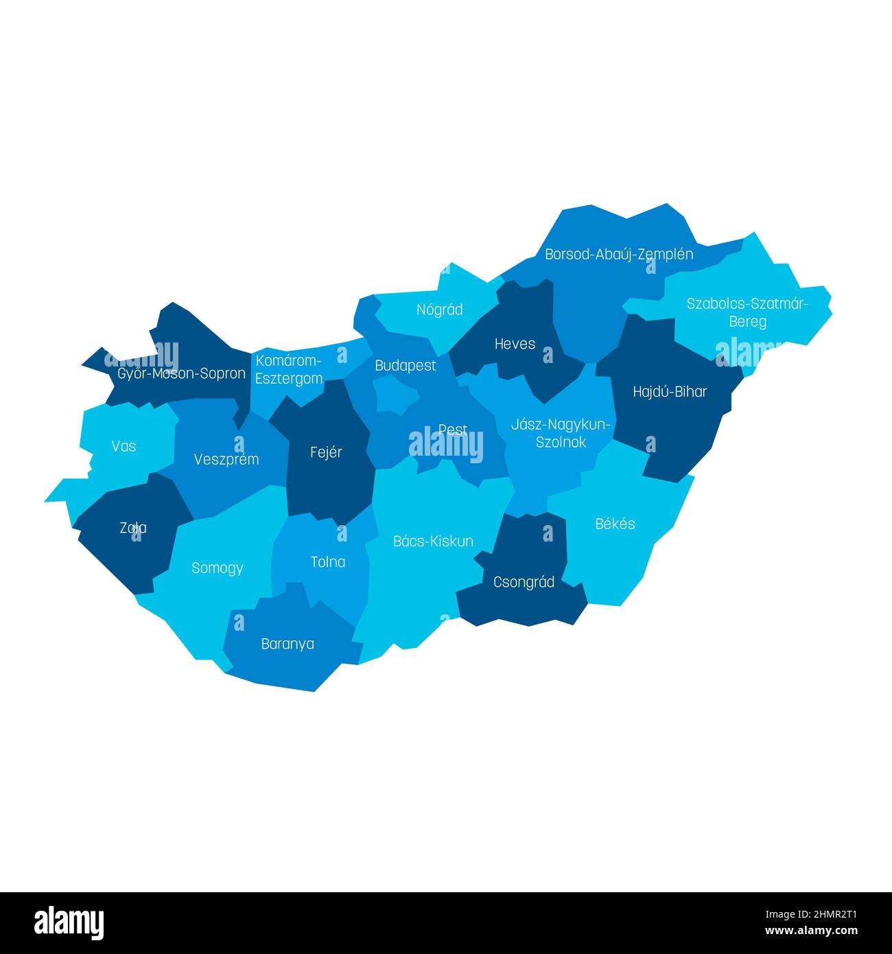 Hungary - administrative map of counties Stock Vector Image & Art - Alamy