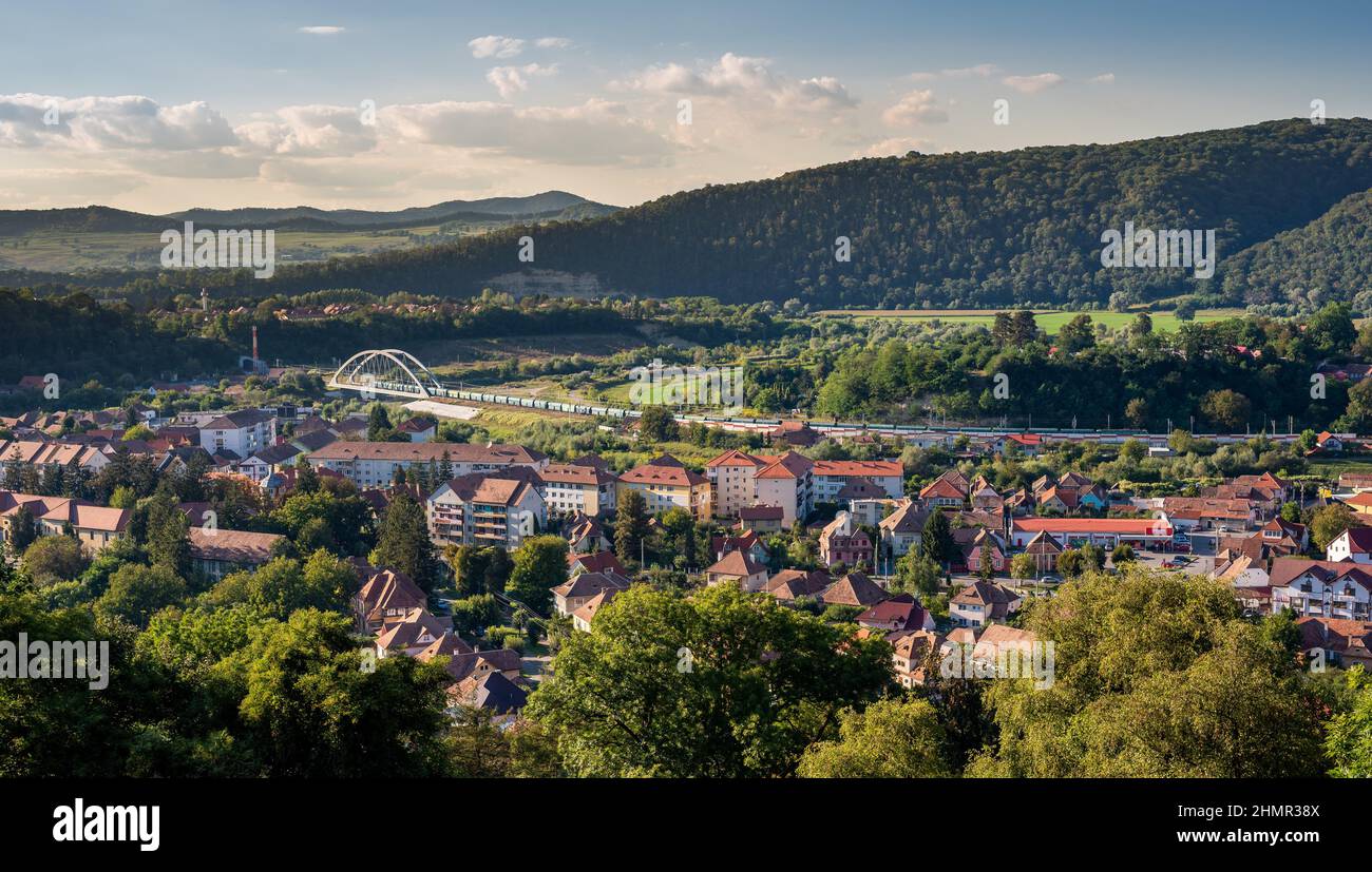 Aerial view of a town with green parks Stock Photo - Alamy