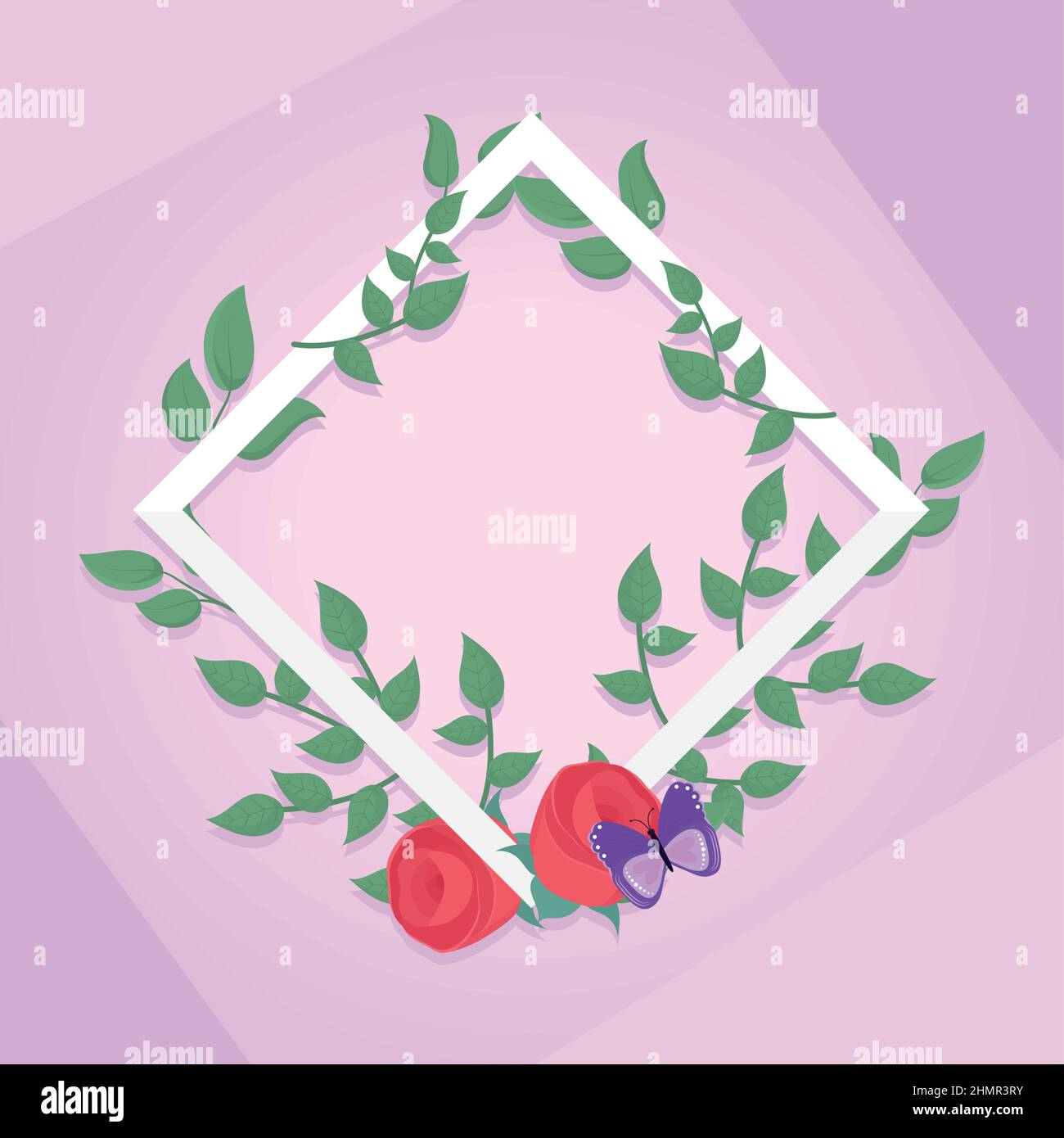 decorative frame with leaves and flowers illustration Stock Vector ...