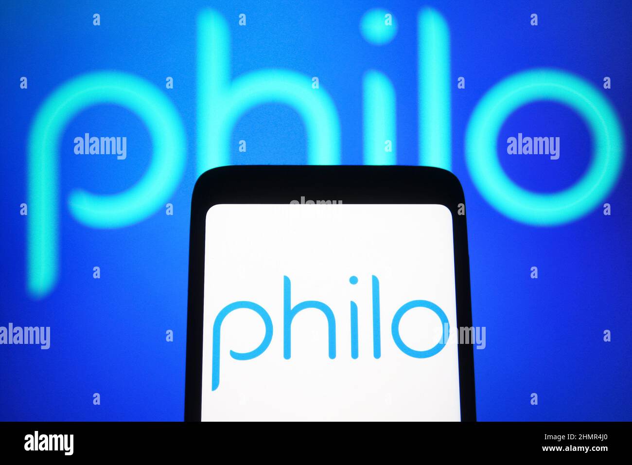In this photo illustration, a Philo logo of an American internet television company is seen on a smartphone screen. Stock Photo