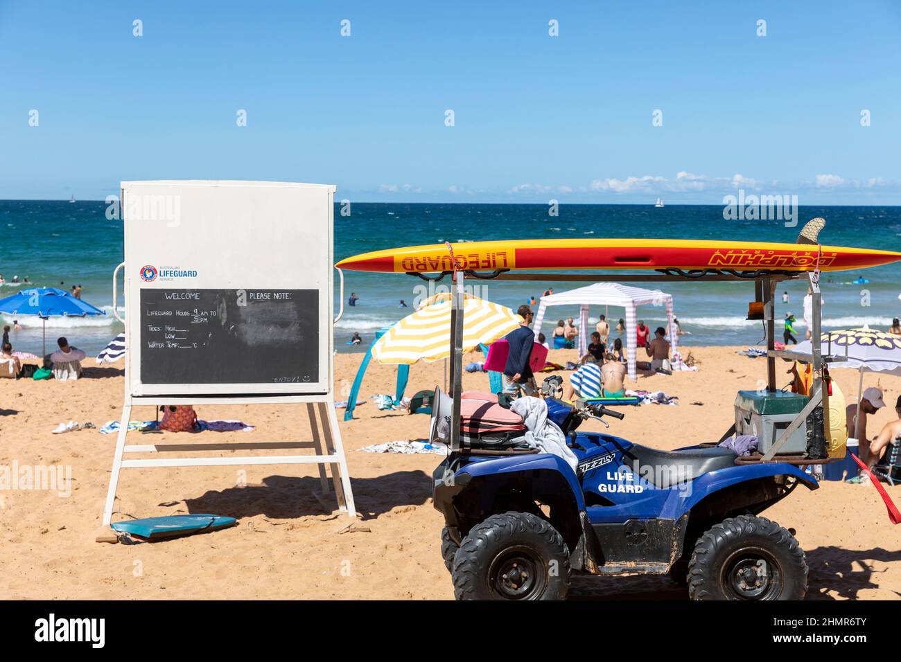Lifeguard station surf rescue on Palm Beach in Sydney on a summers day