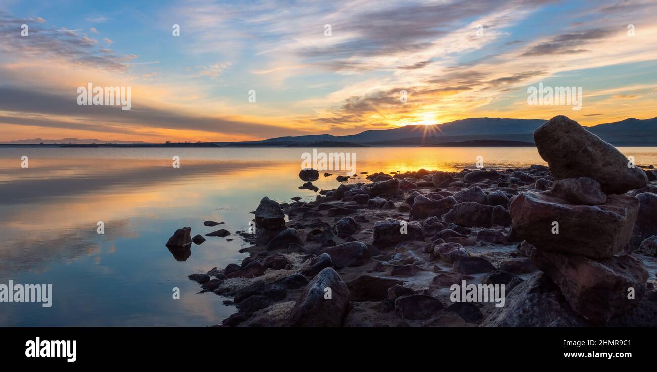 Daybreak at Lahontan Lake in Nevada USA Stock Photo Alamy