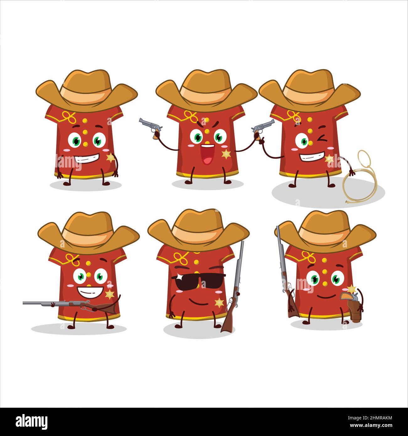 Cool cowboy red clothing kids chinese woman cartoon character with a cute  hat. Vector illustration Stock Vector Image & Art - Alamy