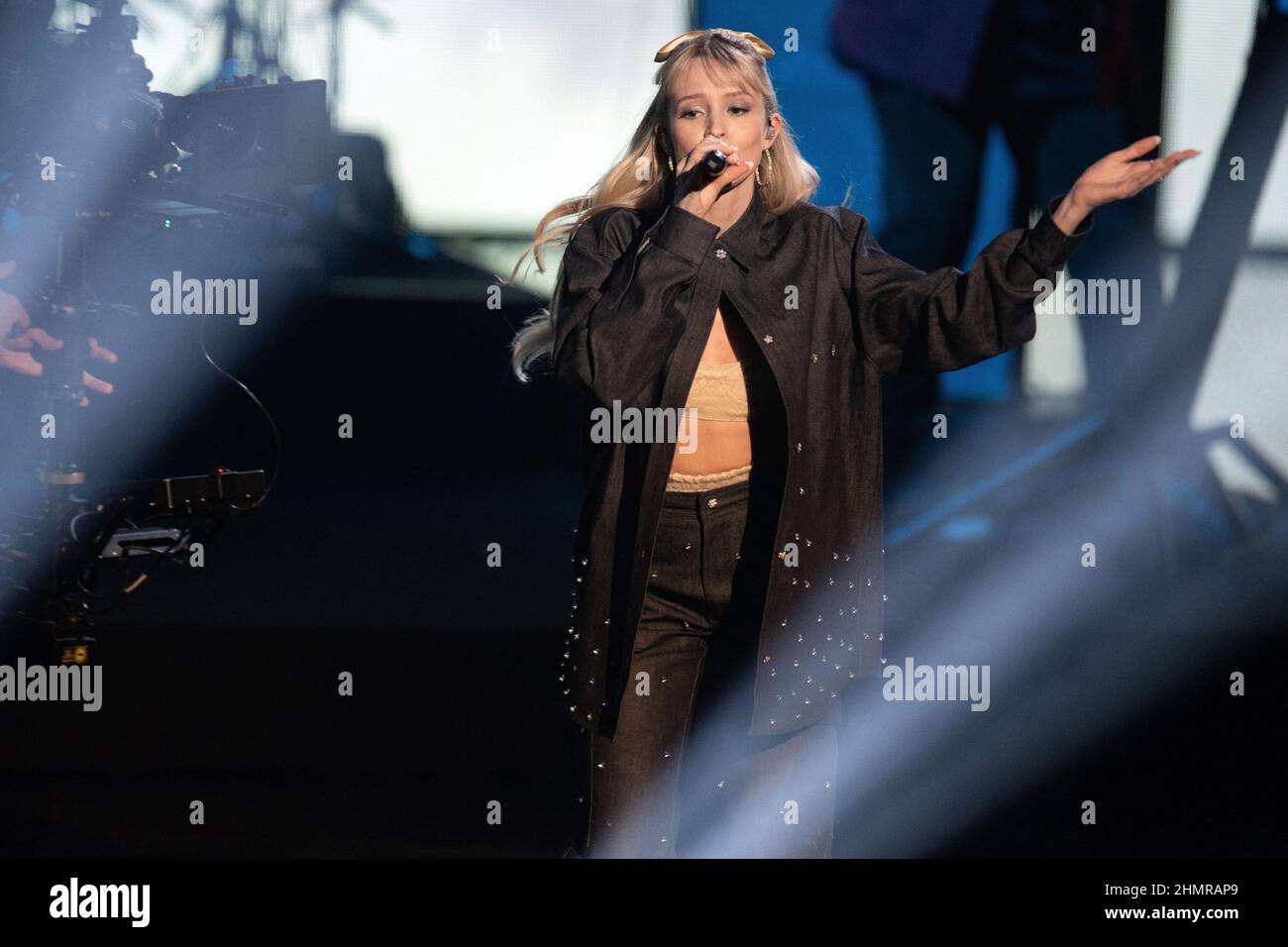 Angele Victoire De La Musique 2022 Angele performs on stage during the 37th Victoires de la Musique at la  Seine Musicale on February 11, 2022 in Boulogne-Billancourt, France. Photo  by David Niviere/ABACAPRESS.COM Stock Photo - Alamy
