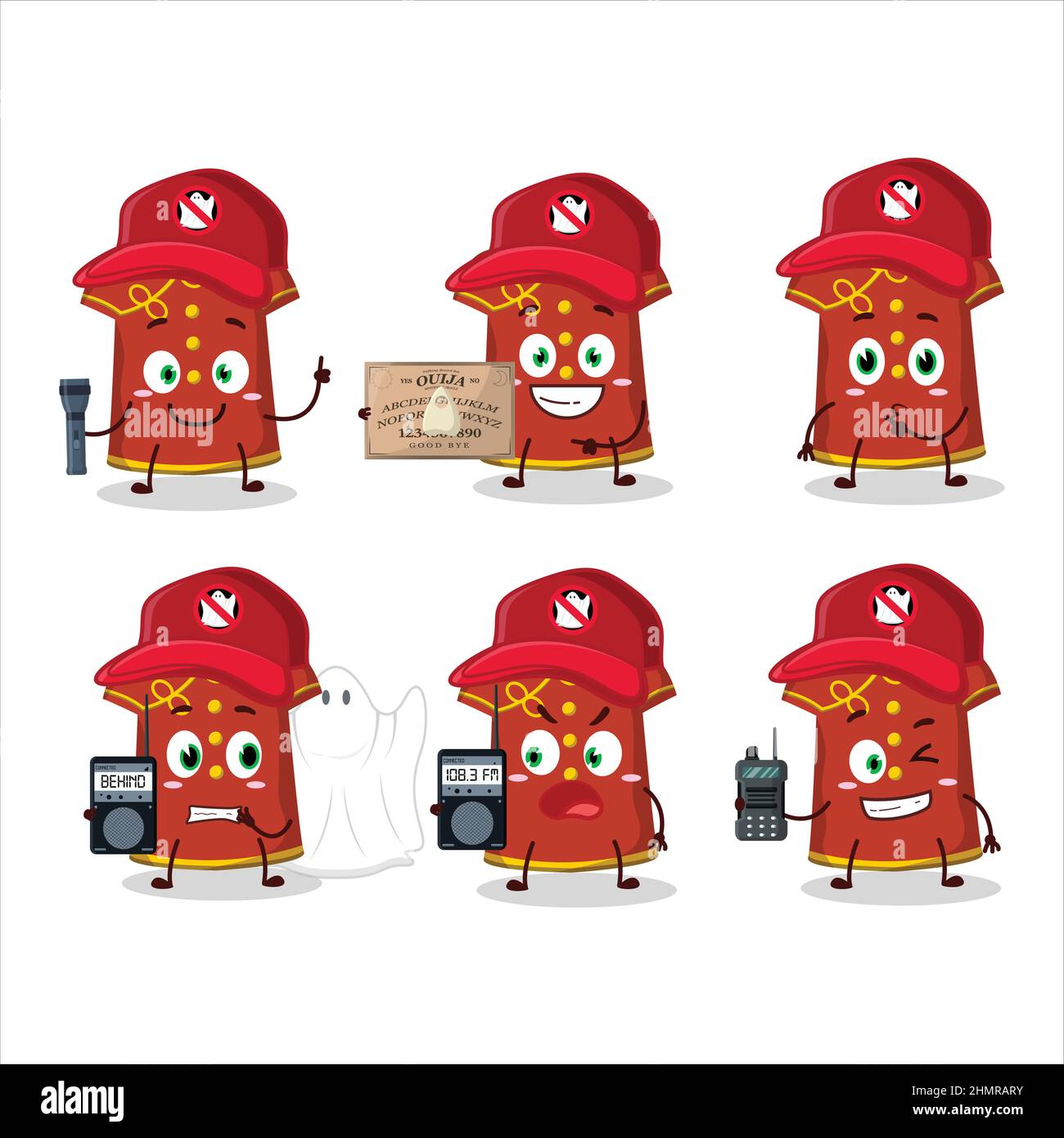 Ghost hunter cartoon red clothing kids chinese woman character using