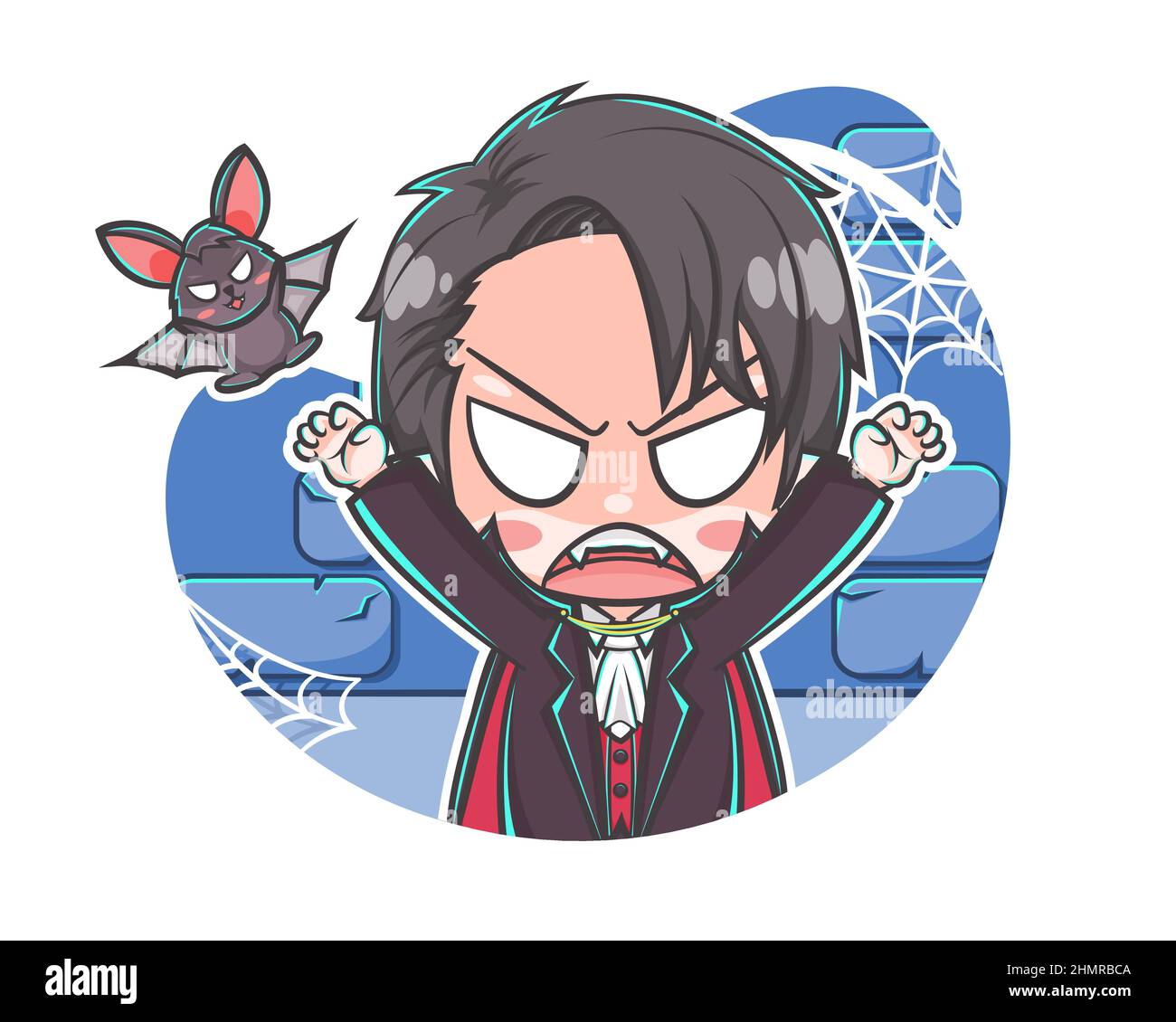Cute vampire scaring with a bat cartoon illustration Stock Vector Image ...
